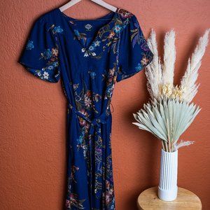 CalStyle  Maxi Blue Oriental Floral Dress